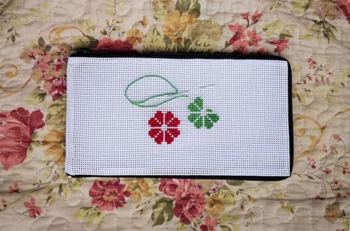 Image of Needlepoint Preassembled Blank Canvas Purse | Wallet | Cosmetic Case Kit, White