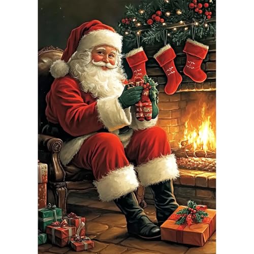 KEYIFA Weihnachtsmann Diamond Painting Set, 5D DIY Vollbohrer Basteln...