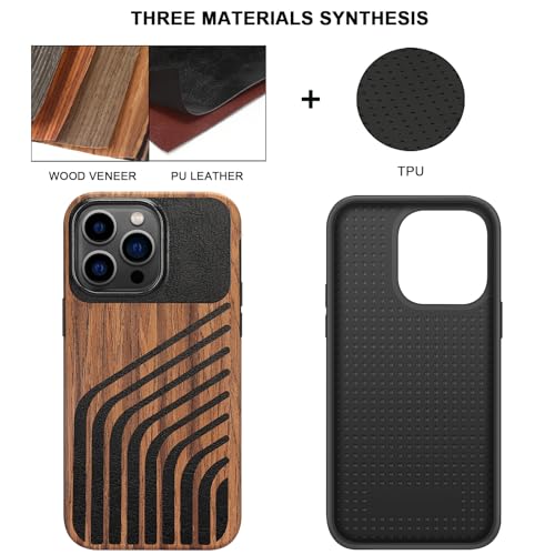 Coque iPhone 14 Pro Max fine anti-rayure bois carbone étui léger robuste