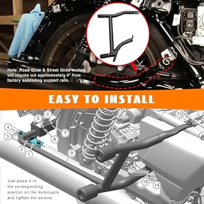 Saddlebag Guards Rear Saddlebag Support Bracket Kit Tip Over Protection Crash Bar Fit for Harley Touring Street Glide Road Glide Road King Electra Glide CVO Ultra Limited 2009-2025