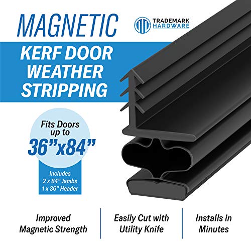 Tmh Magnetic Kerf Weather Stripping For Metal Doors - Full Set 36" X 84" [Black] #TOP6