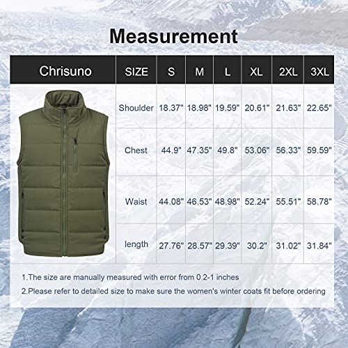 Chrisuno Men's Lightweight Puffer Ski Vest Warm Outdoor Sleeveless Jacket For Travel Golf Army Green S #TOP6