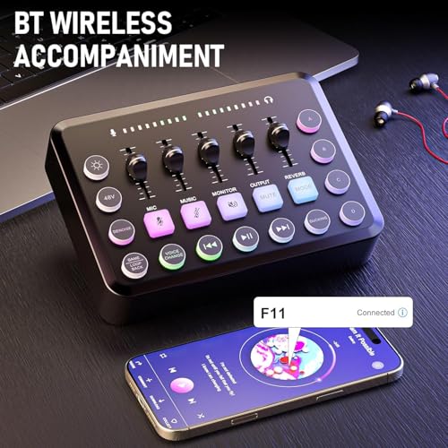 Image of Xclamor : XA-S31 Gaming Audio Mixer Live Sound Card with XLR Microphone Interface 48V Phantom Power RGB Lighting DJ Effects Voice Changer USB OTG for Podcast Streaming Recording PC Smartphone