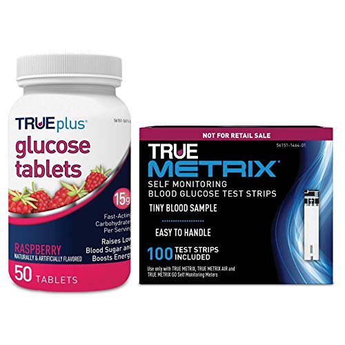 100 TRUE METRIX® Test Strips and 1 Bottle of Raspberry Glucose Tablets