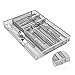 WuGeShop Expandable Silverware Drawer Organizer, Metal Mesh Large Kitchen Flatware Cutlery Tray, Adjustable Kitchen Drawer Organizer for Large Utensils (7+2 Compartment, Silver)