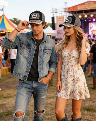 Image of TOPACC Western Trucker Hat for Men Women Cowboy Country Hat Snapback Cap