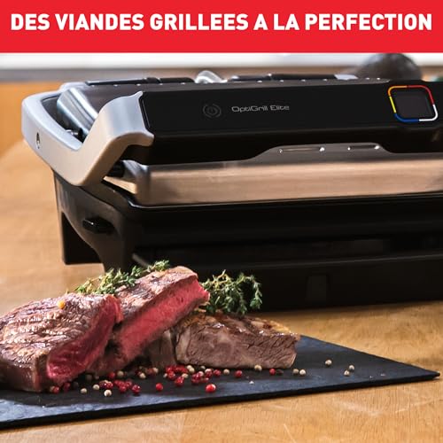 Tefal Gril électrique d'intérieur Technologie brevetée avec mesure de 'épaisseur Guide intuitif Saisie boost 12programmes automatiques Optigrill Elite GC750D16 - vue 4