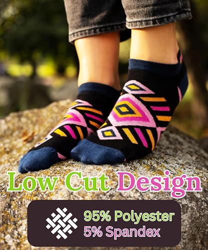 Tipi Toe Women's 10 Pairs Crazy Unique Colorful Fun Patterned Low Cut/No Show Socks3