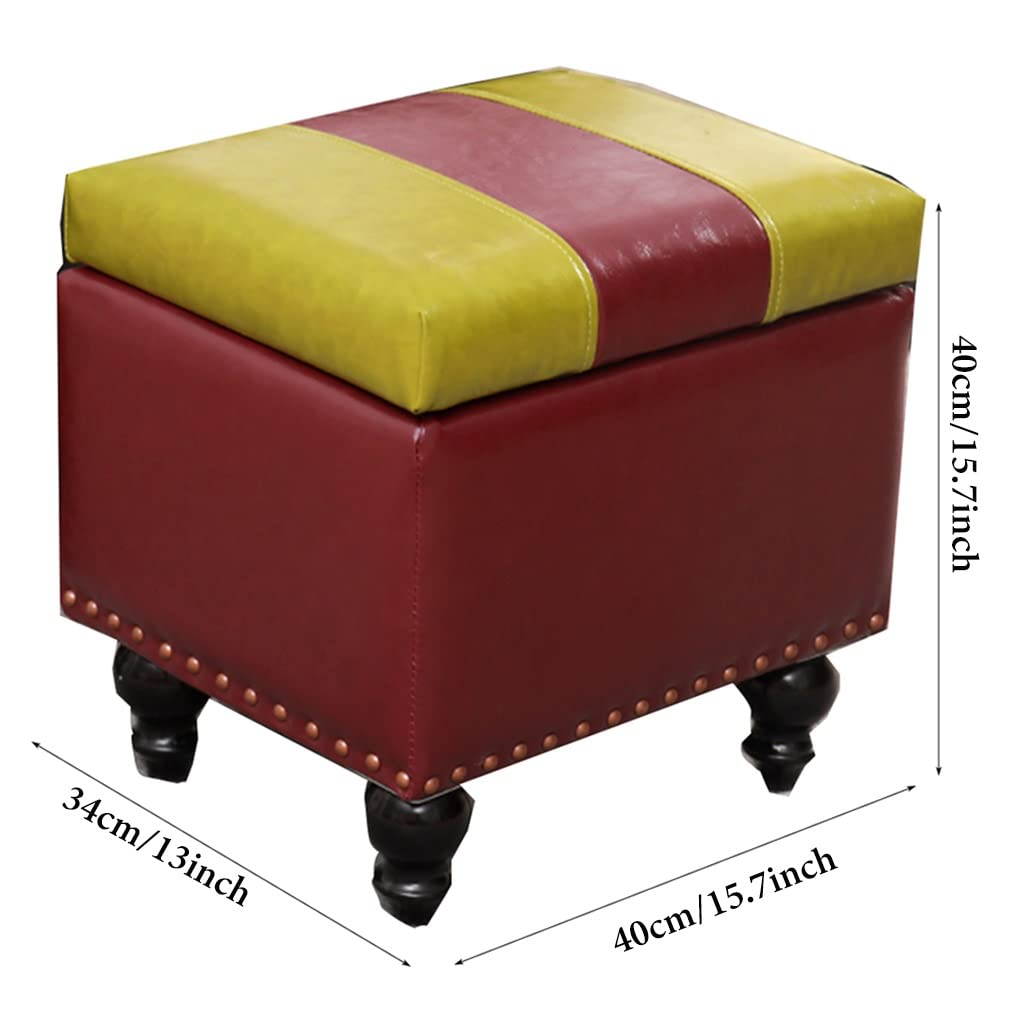 JIOWEUOE Questo poggiapiedi rettangolare compatto, realizzato in pelle e con gambe in legno, vanta uno stile moderno e offre funzionalità di archiviazione. È adatto per posto, giallo a