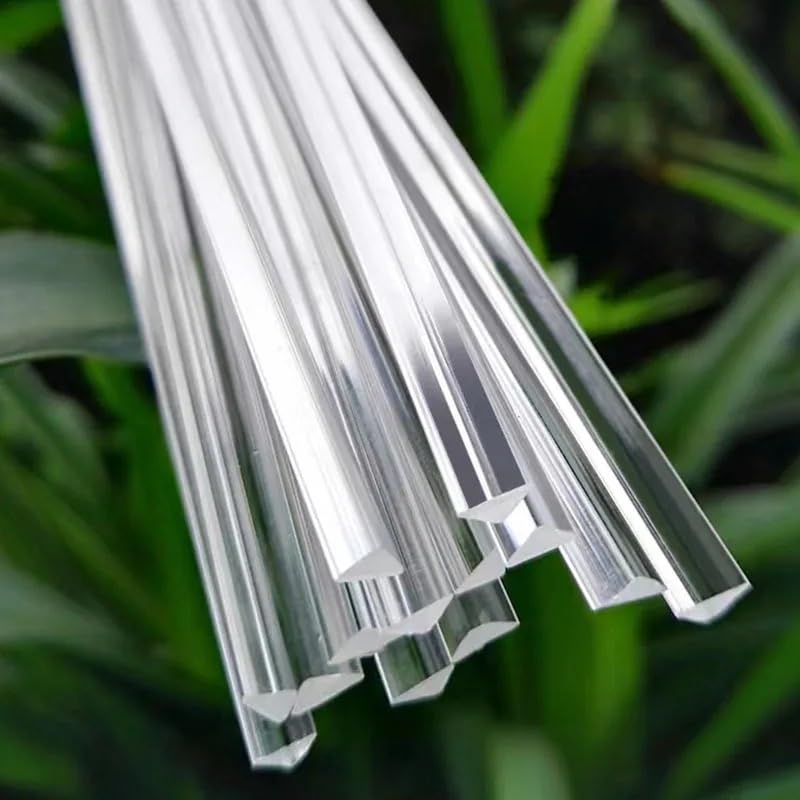 Barra a Triangolo in Acrilico, Barra Solida, Asta Trasparente, Triangolo rettangolo, PMMA, Guida Luminosa, Colonna, Bastone(5x5x500mm 20Pcs)