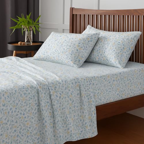 Image of Cottington Lane King Size Printed Bedsheet - Garden Bloom Design | 102x108 Inches | Microfiber with 2 Pillow Covers - Breathable, Wrinkle-Free & Skin-Friendly