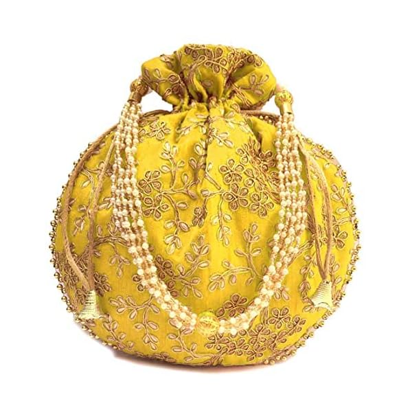 Pooja ki Potli® Silk Embroidered Return Gift Potli, potli Bag for Shagun Wedding, Party Favour, Potli for Return Gifts, Indian Wristlet with Drawstring Potli Bags