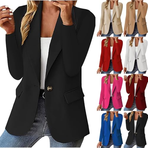 TERGHTP Women's Blazer Business Casual 2026 Fashion Lapel Collar Long Sleeve Single Button Work Office Suit Jackets