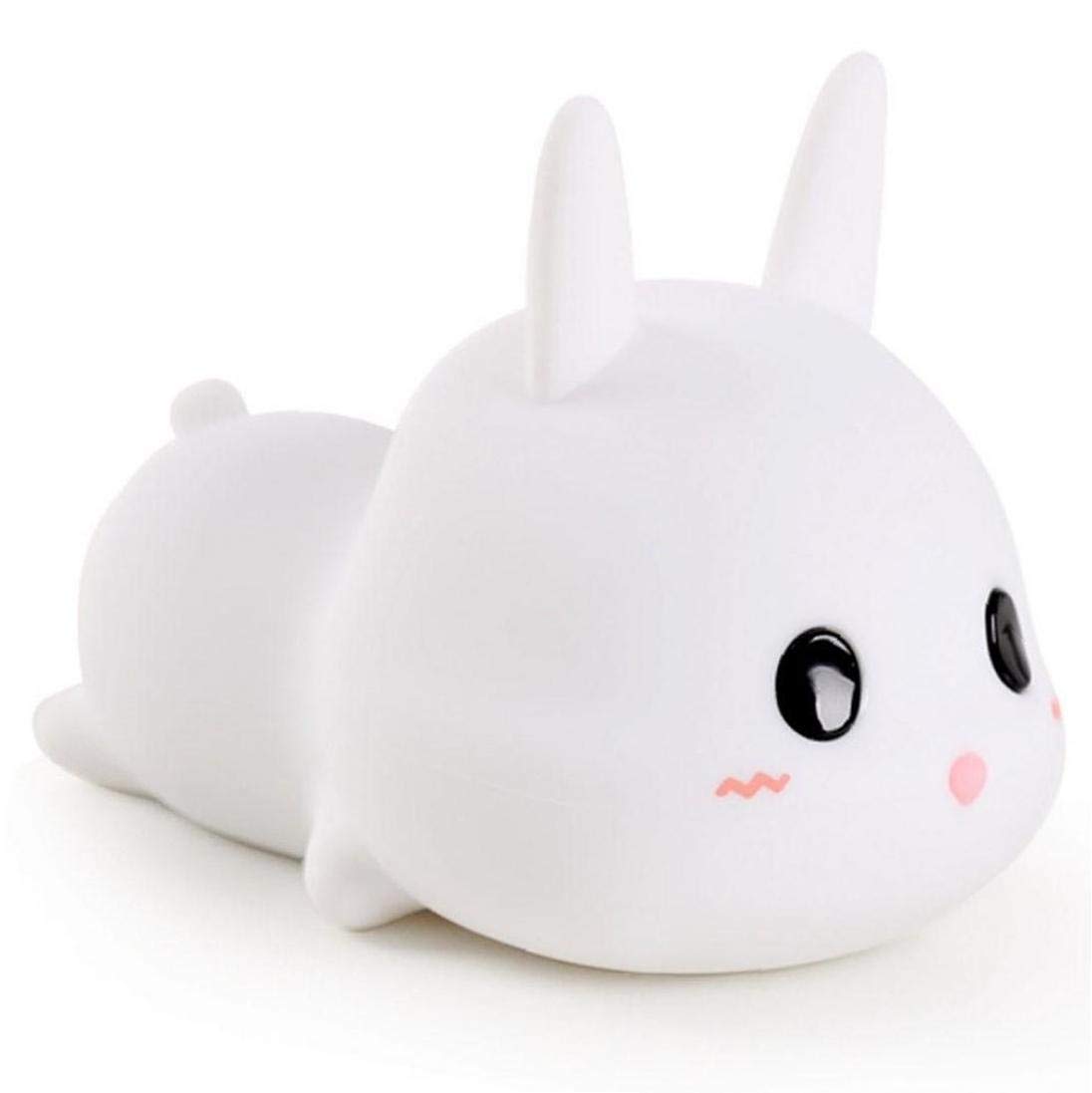 Veilleuse LED lapin mignon en silicone pour illuminer la chambre et le salon de bébé