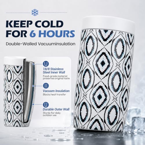 Image of 4-in-1 Slim Can Cooler Easy to Hold Insulated Beer Can Holder Double-Walled Stainless Steel for All 12 Oz Cans (White shape)