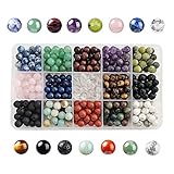 GangGangHao 375pcs 8mm Polished Natural Stone Beads Crystals Round Genuine Real Stone Beading Loose...