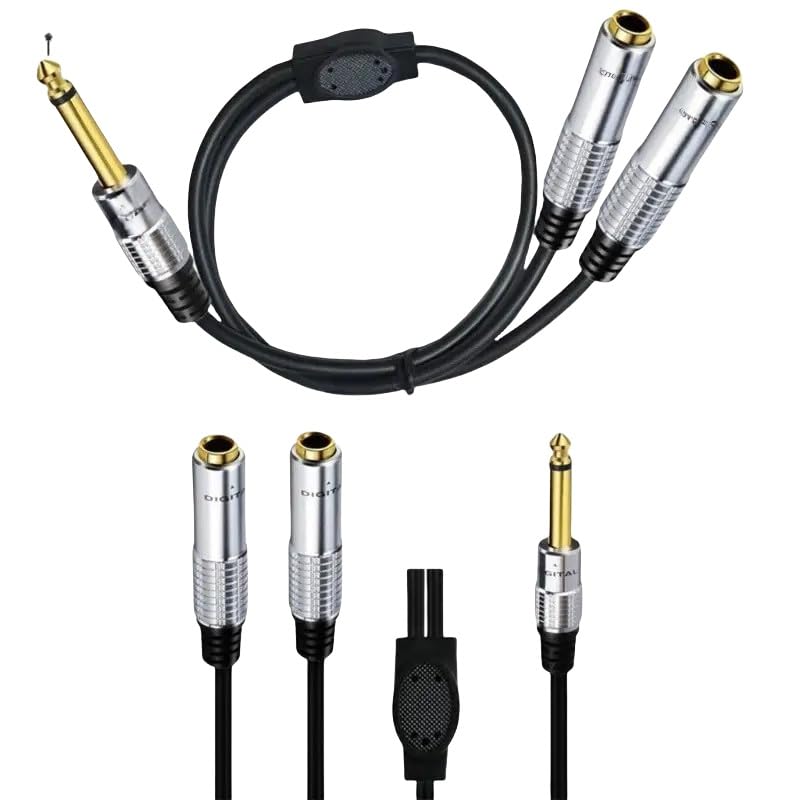 Cavo sdoppiatore a Y per chitarra, 6,35 mm, da maschio a doppio mono 0,25 cm, adattatore femmina per cuffie