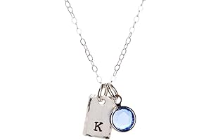 By Hannah Design Personalized Birthstone Sterling Silver Pendant Necklace