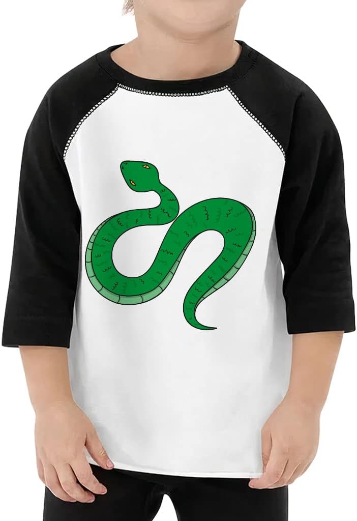 Cute Snake Toddler Baseball T-Shirt - Adorable 3/4 Sleeve T-Shirt - Cute Kids' Baseball Tee