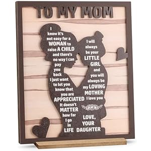 Gifts for Mom from Daughter Best Mom Ever Gifts Christmas Gifts Birthday Gifts Mothers Day Gifts for Mom Best Presents for Moms Mom and Daughter Gifts Wooden Silhouette Sign Plaque