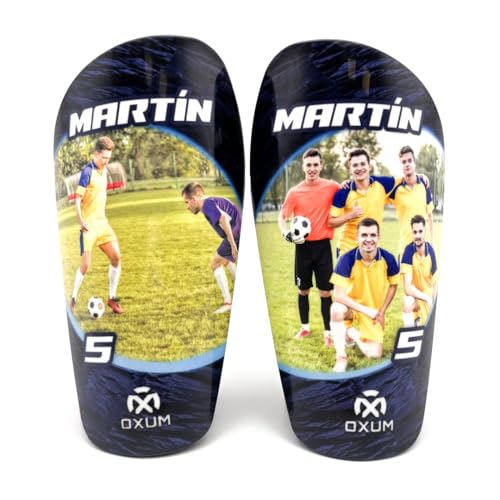 Jugadores del Racing Castrelos 3 Oxum Sport - Espinilleras de Fútbol Personalizadas para Niños y Adultos - Personaliza con tu Foto, Número y Nombre -Bolsita para espinilleras de Regalo - Gama One Hércules