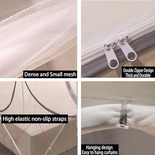 Image of CMINGJ Mosquito Net for Bed, Portable pop up Mosquito Netting with Bottom, Free Installation-Suitable for Bedroom, Camping, Folding Portable Design for Baby Adults (Orange Bear) L79 x W71 x H61