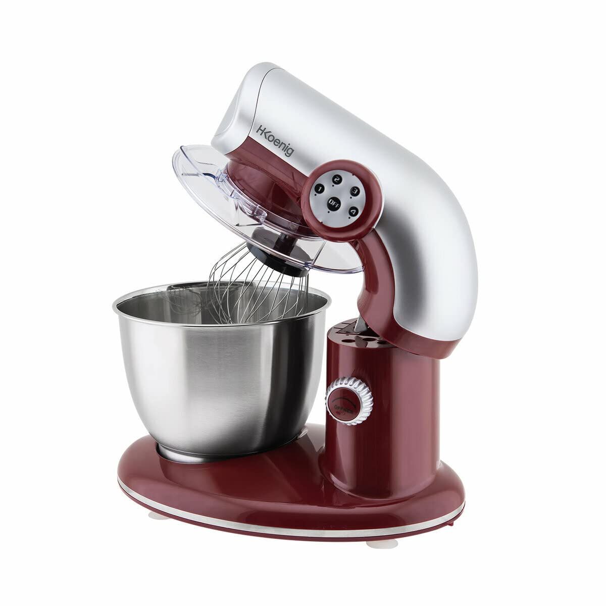 H.Koenig KM80 Robot da cucina multifunzione, 5L, 4 Velocità, 1000 W, Rosso