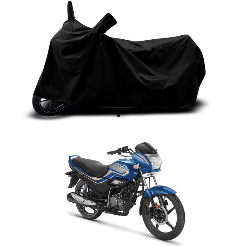 Image of 100% Scratchproof /UV-Rays /Heat Protection /Birds Dropping /Water Resistant /Dust Proof /Waterproof /Full Bike Scooty Two Wheeler Body Cover Compatible for Super Splendor All Varients[Black]