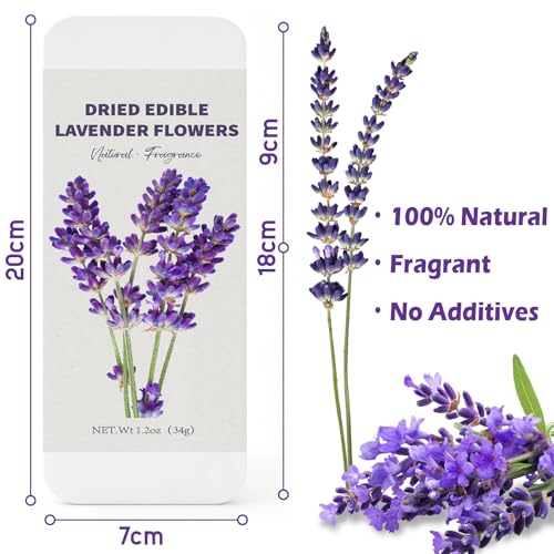 Image of 80+ Edible Lavender Sprigs for Drinks & Cocktails, Culinary Grade Purple Lavender Sticks for Baking, Tea, Cake, Decoration - Food-Grade Garnish for Beverages, Desserts & Gifts
