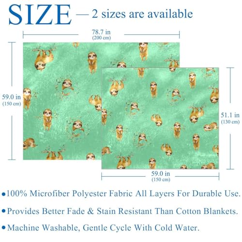 Couverture polaire microfibre Funny Sloth 150x200 plaid canapé