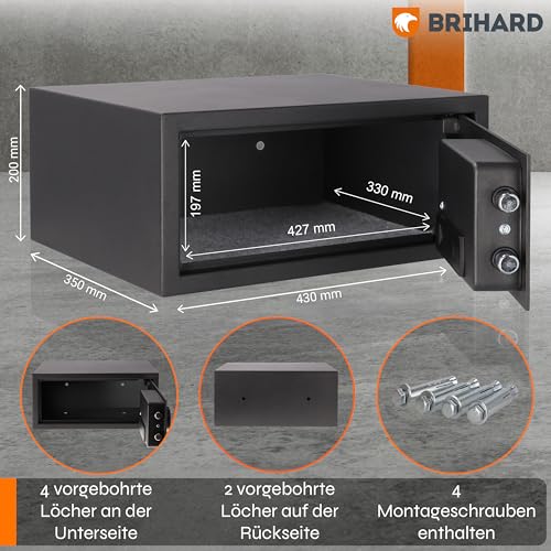 Brihard Laptop Elektronischer Safe (20 x 42 x 35; cm) Elektronisches zahlenschloss, 28L Computertresor mit Code- & LED- Schloss, Heimtresor für 15″ Laptop, Geld, Schmuck & A4- Dokumente-3