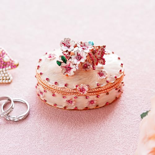 YU FENG Butterfly Trinket Box Hinged For Girls, Handmade Jewelry Box Decorated With Crystal For Gift (Butterfly Box)