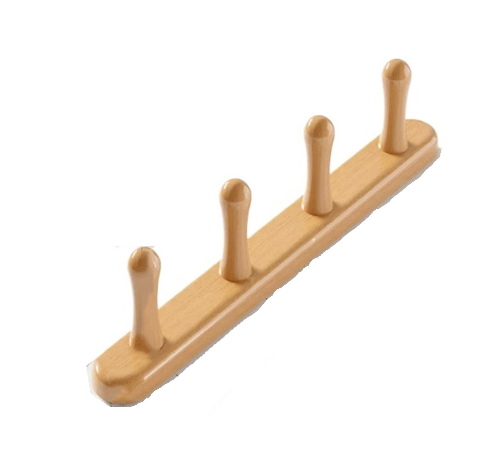 Zthyshoz Natural Coat Hooks Wood Wall-Mounted Coat Rack, Walnut Hooks, No Drilling Required(,Large)