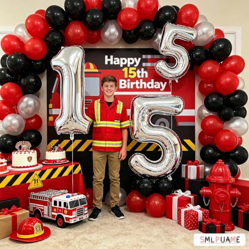 Image of 40 Inch Silver Number 5 Balloon,5th Birthday Decoration Boys Girls
