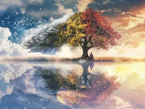 Peinture Diamant Adulte Lac et Arbre : un grand format 80x110 cm pour illuminer votre salon