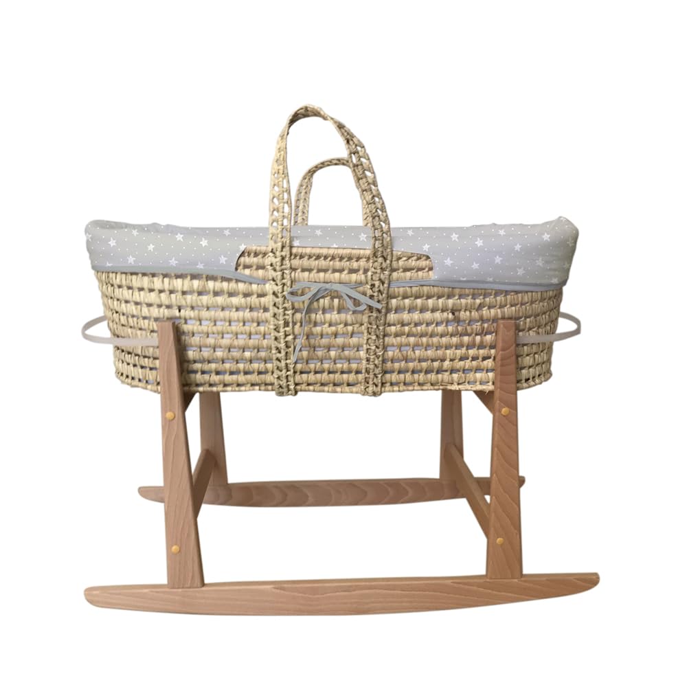 Couffin Bébé Osier Avec Support Bois, Matelas, Literie - Mobilier Enfant