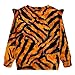 Pointodoor Girls Crew Neck Sweatshirts Brown Tiger Stripe Print Long Sleeve Top Causal Ruffle Trim Pullover Top for Toddler and Kids Fashion Sweater,4-5Years