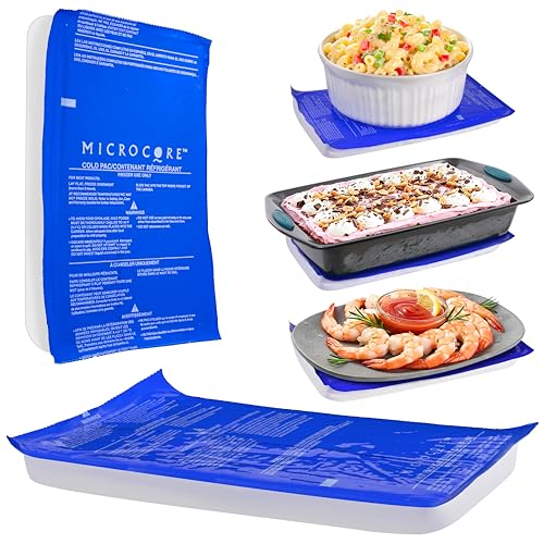 Microcore Vesture Cold Pac Reusable Ice Pack – Slim Freezer Gel Pack for Casserole Carriers, Lunch Boxes & Coolers, Long-Lasting Cold Retention to Safely Keep Food Fresh ForTravel, Picnics & School