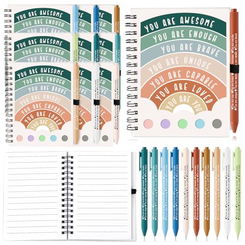 Cadeaux de santé mentale professionnels : lot de 50 carnets de notes et stylos motivants
