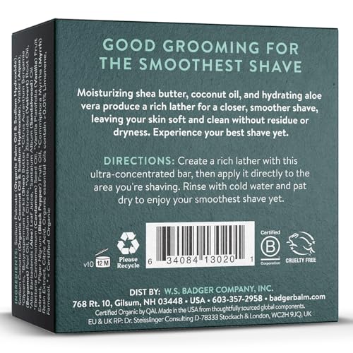 Badger Shaving Soap Puck, Organic Moisturizing Shave Soap Bar, Rich Lasting Lather, Light Natural Scent, Plastic Free & Vegan Shave Soap for Men & Women, 3.15 oz Bar - Image 3