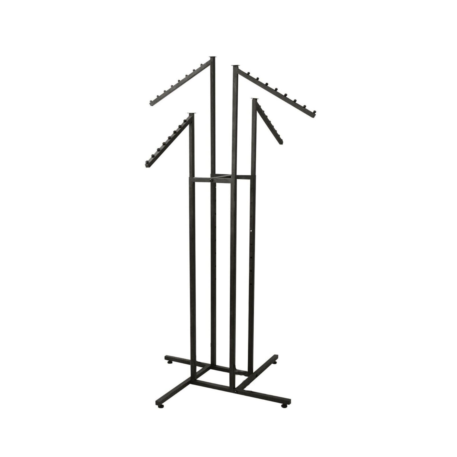 CompleteShopfittings Black Heavy Duty 4 Way Sloping Arm Garment Hanging Rail Stand