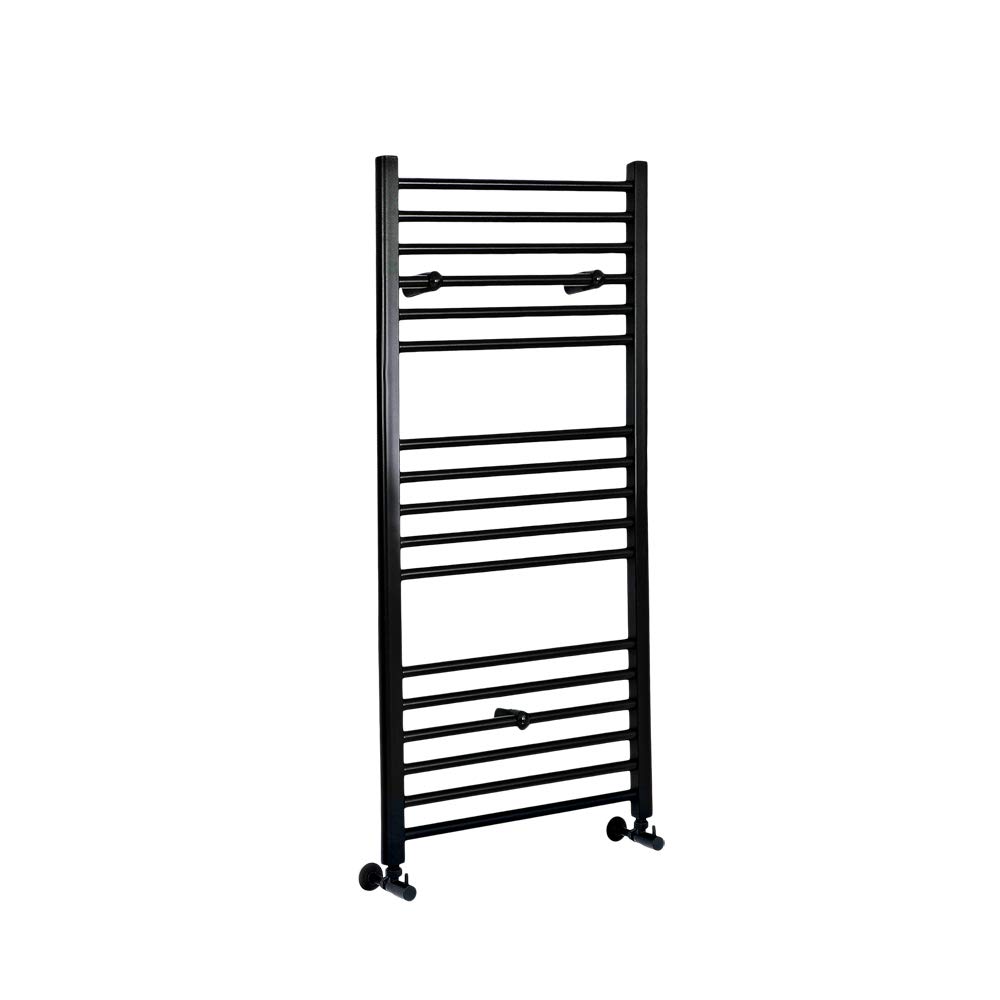 Milano Nero Black Straight Bar Heated Towel Rail - 1200 x 400mm