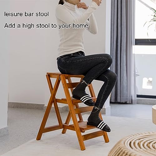 Taburete portátil de 4 escalones y silla plegable de madera para proyectos de bricolaje 4