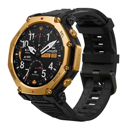 Image of Amazfit T-Rex 3 Pro Outdoor Smart Watch 48mm Sapphire AMOLED Display with Flashlight, Ti Bezel, Dual Band GPS, Offline Maps, 25 Days Battery, 10 ATM, 180+ Sports Mode for Android & iPhone, Black Gold