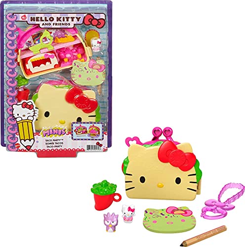 Mattel Hello Kitty Hello Kitty Cofre em forma de taco com bonecos e acessórios de brincar