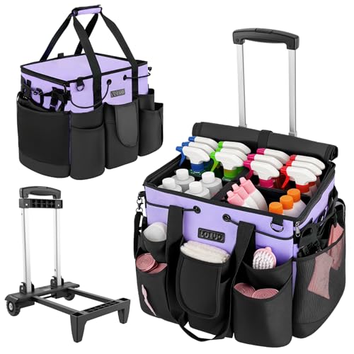 Image of LOEUO Large Cleaning Caddy for Cleaning Supplies Organizer, Rolling Cleaning Caddy Bags with Wheels for Housekeepers, Cleaning Carts on Wheels for Home Car Office Picnic