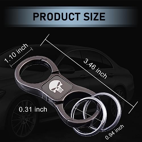 Image of gunhunt 1 Pack Skull Key Chain, Key Chain with 2 Key Rings and Quick Release Zinc Alloy Detachable Key Chain (Black)