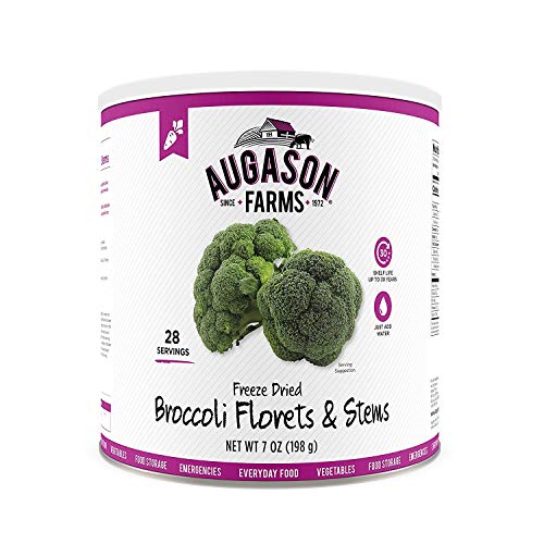 Freeze Dried Broccoli Florets and Stems Emergency Food Supply, 34 Servings, 30 Year Shelf Life, Good Source of Vitamin C - Dehydrated Meals, Survival Food Camping Essentials Can