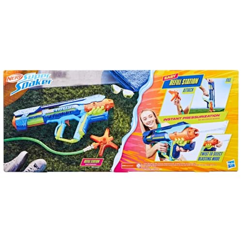 Nerf Super Soaker Power Drench XL Wasserblaster mit innovativer Druck-Ladestation (inkludiert) mit Zwei starken, impulsiven Spritzmodi, Wasserspielzeug für Kinder ab 8 Jahren