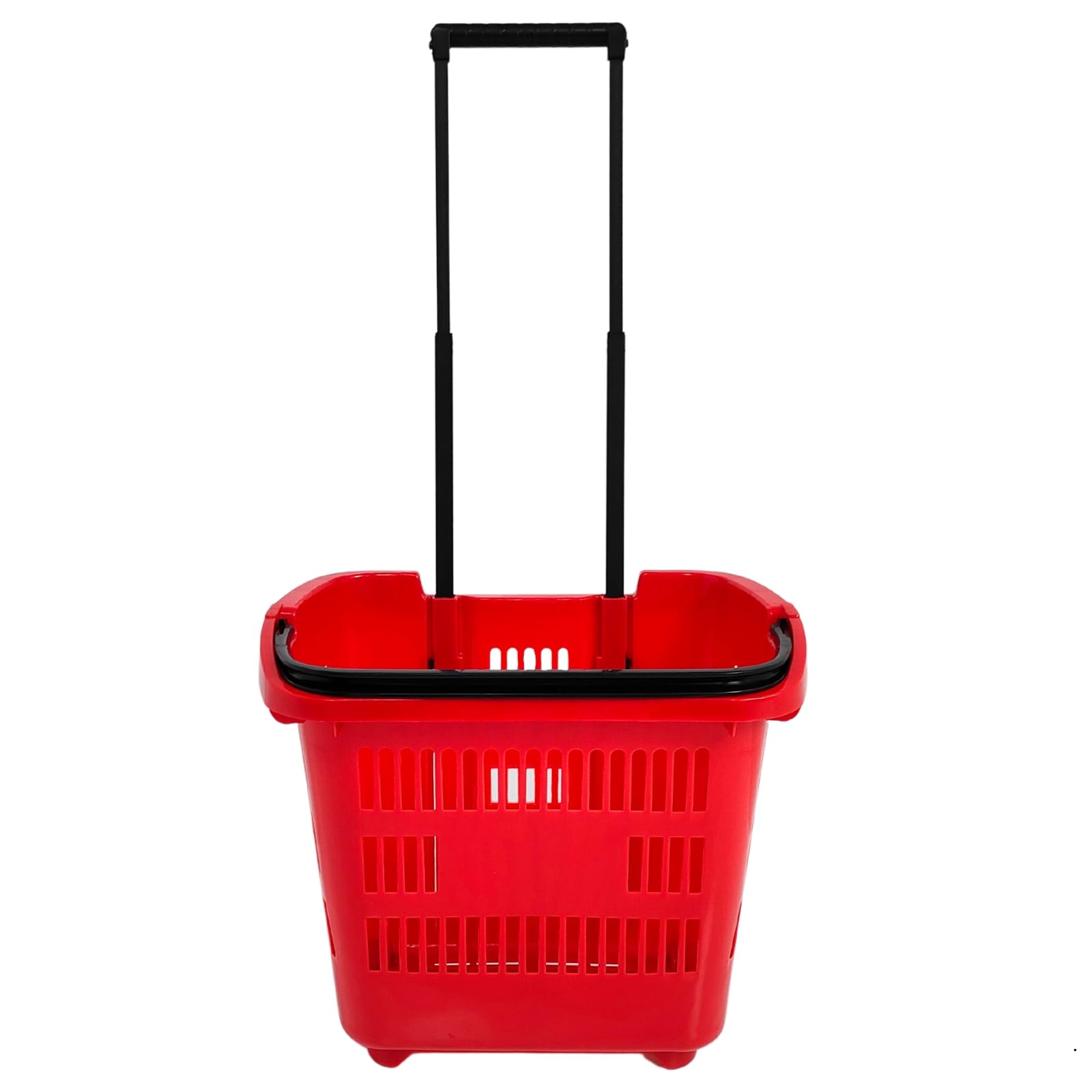 Completeshopfittings Blue,Green,Red Plastic Shopping Trolley Basket Supermarket Retail Store 31 Litre Capacity. (Red)